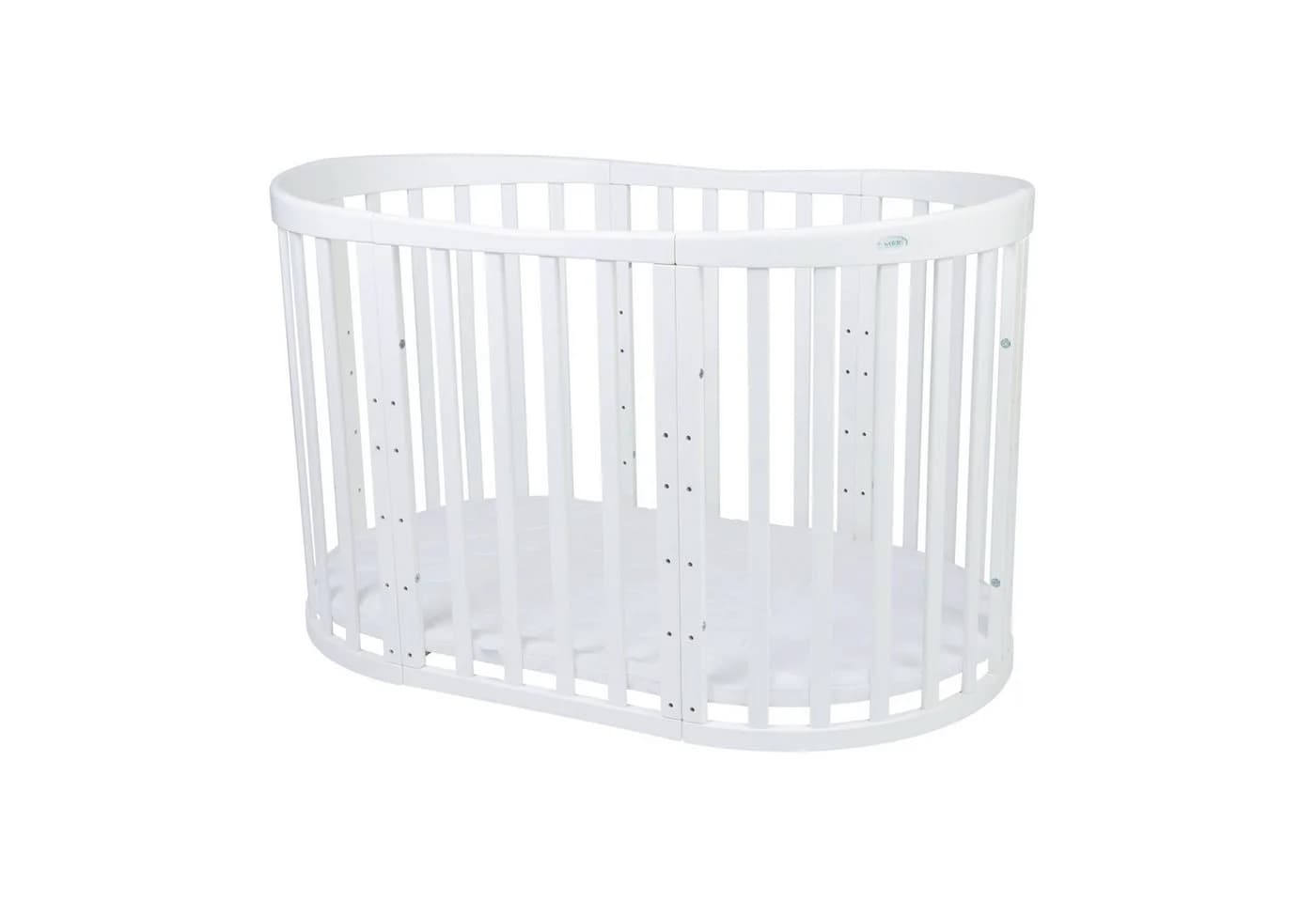 Waldin Babybett OWAL 7in1 mitwachsend Holz Weiß mit Matratze - Bild 4