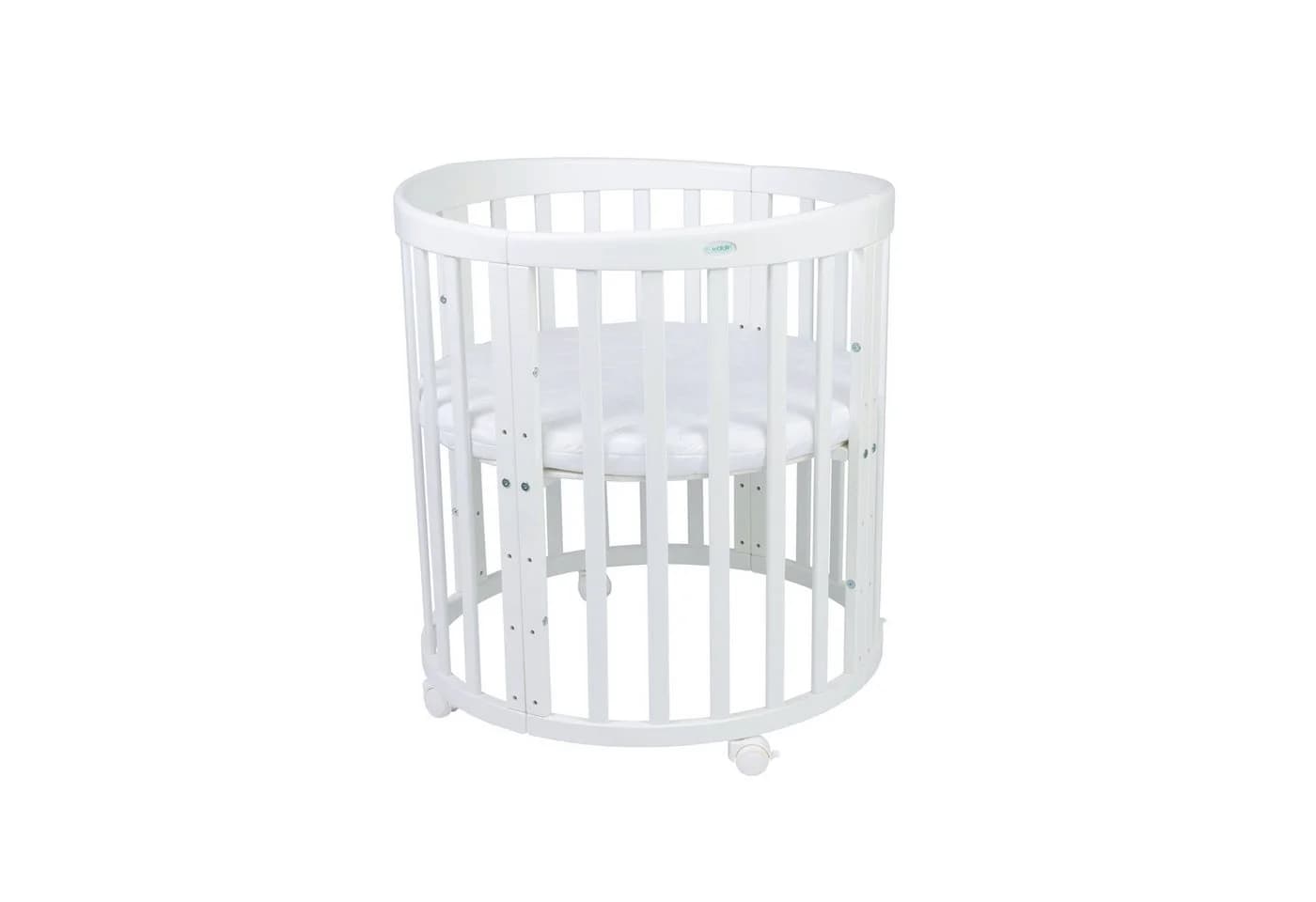 Waldin Babybett OWAL 7in1 mitwachsend Holz Weiß mit Matratze - Bild 5