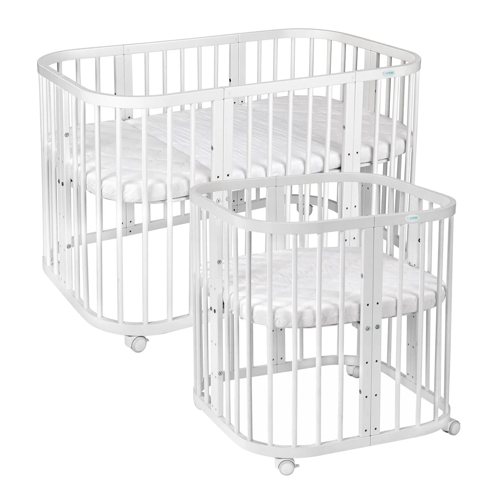 Waldin 7-in-1 Babybett aus Holz mitwachsend Weiß