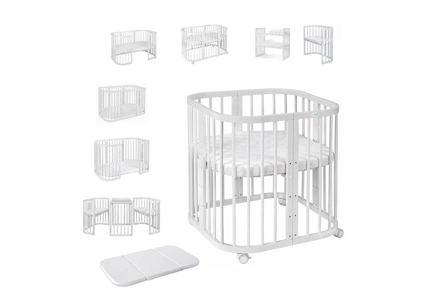 Waldin 7-in-1 Babybett aus Holz mitwachsend Weiß - Bild 3