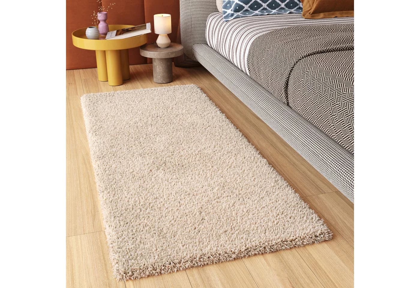 Tapiso Hochflor-Läufer ESSENCE Shaggy Beige 40mm
