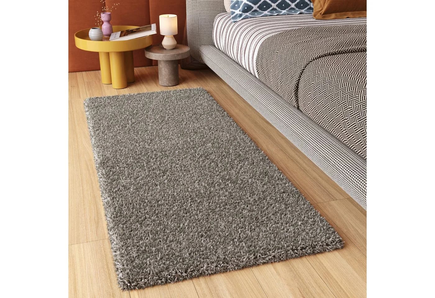 Tapiso Hochflor-Läufer ESSENCE Grau Shaggy 40mm