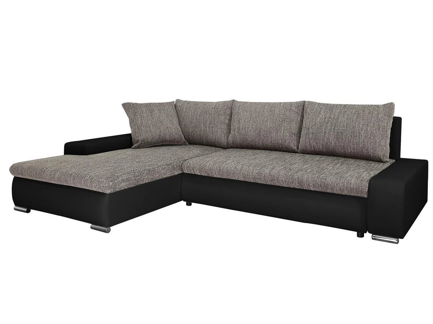 Beautysofa Polsterecke Teo L mit Schlaffunktion Grau/Schwarz