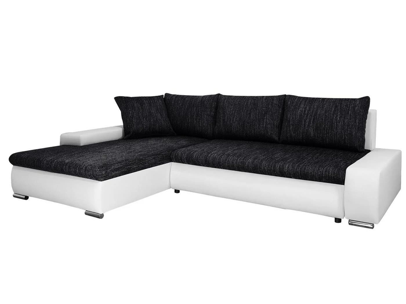 Beautysofa Polsterecke Teo L mit Schlaffunktion und Bettkasten Schwarz