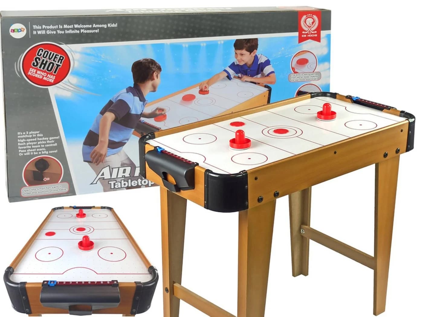 Wisam Air Hockey Tisch Weiß/Rot mit Ventilator