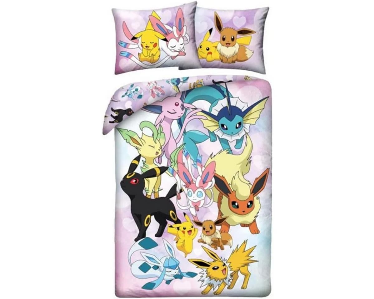 POKÉMON Bettwäsche Set Mikrofaser 140x200 cm mit Kissenbezug 70x90 cm