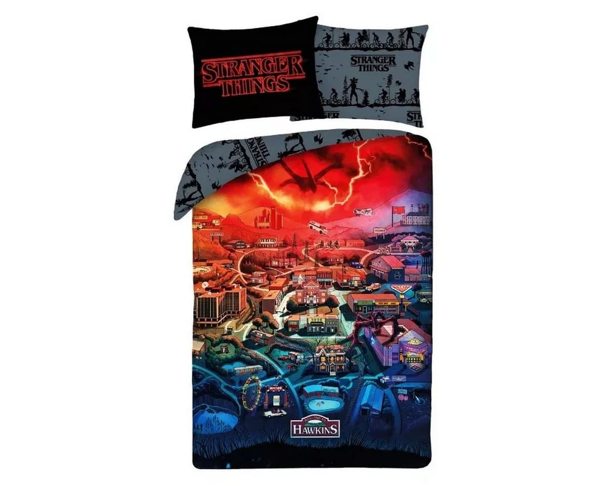 Stranger Things Kinderbettwäsche Hawkins Motiv Polyester-Mikrofaser