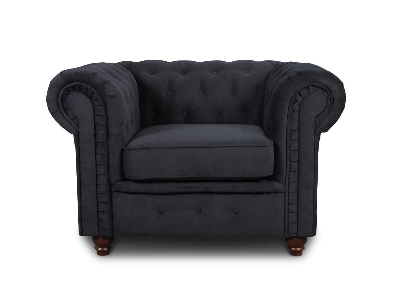 Sofnet Ohrensessel Asti 1 Chesterfield Sessel Schwarz Chenille - Bild 2