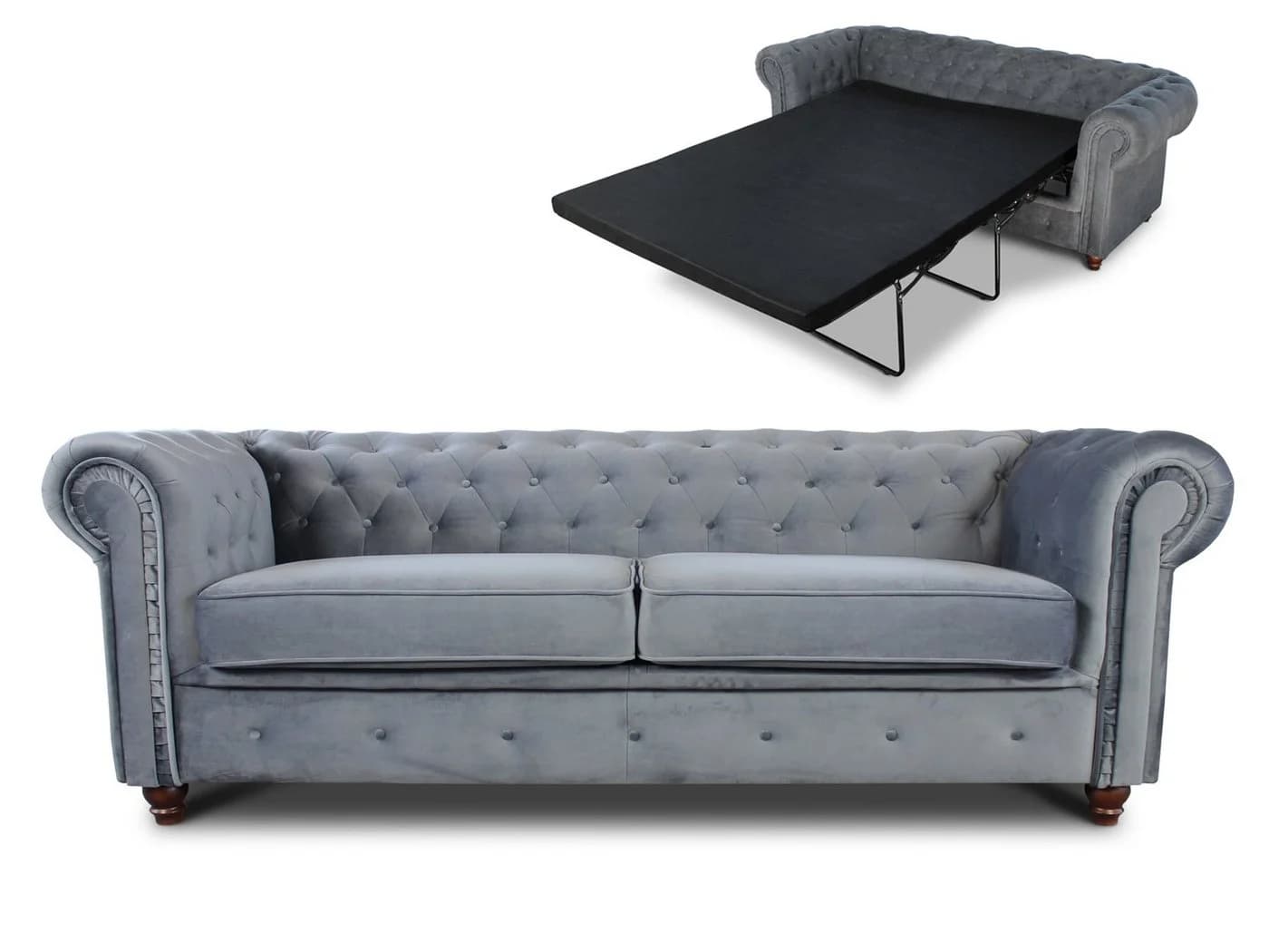 Sofnet Schlafsofa Asti 3 Bis Grau Chesterfield mit Schlaffunktion - Bild 2