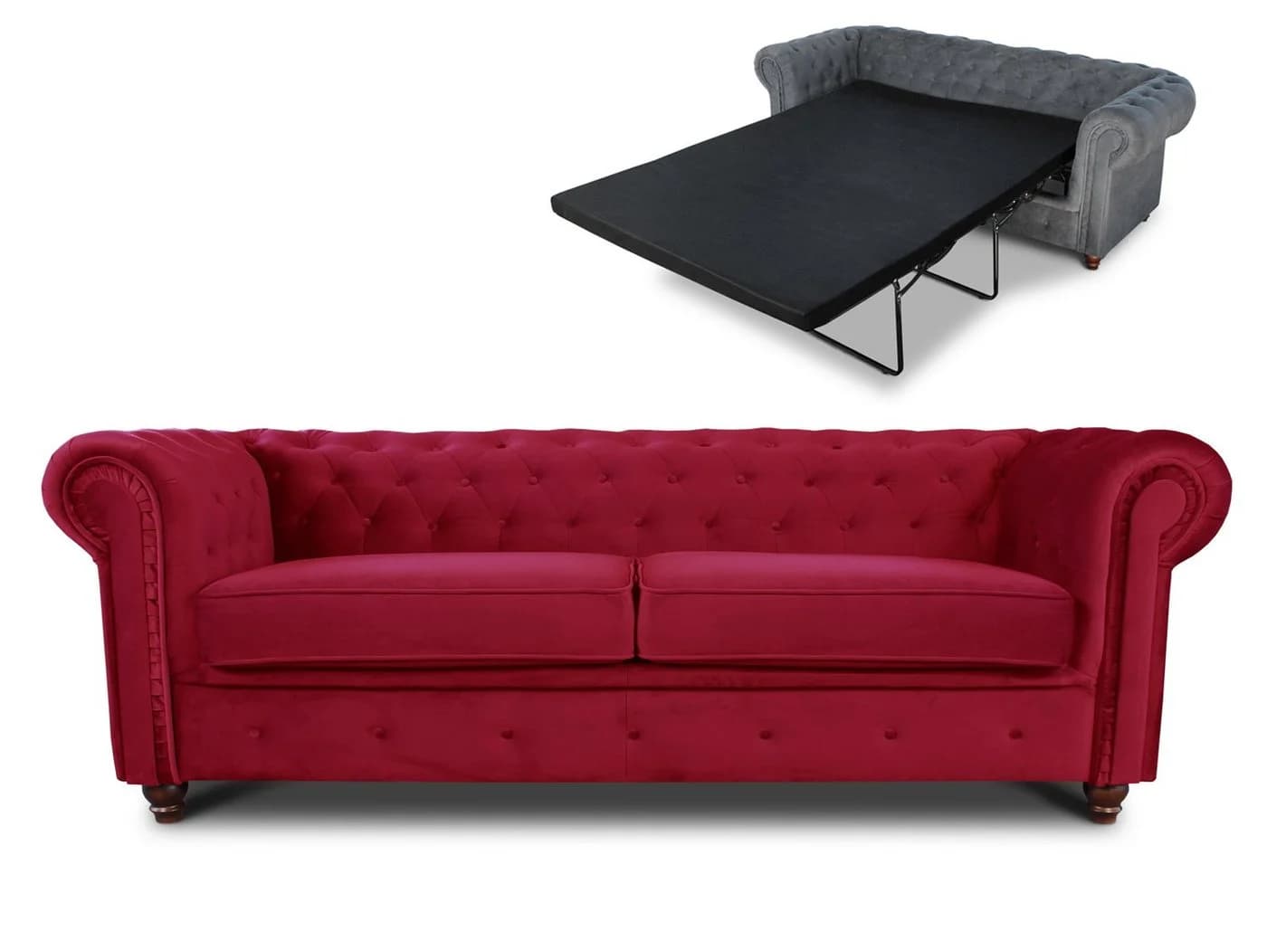 Sofnet Schlafsofa Asti 3 Bis Chesterfield Braun Velours - Bild 2