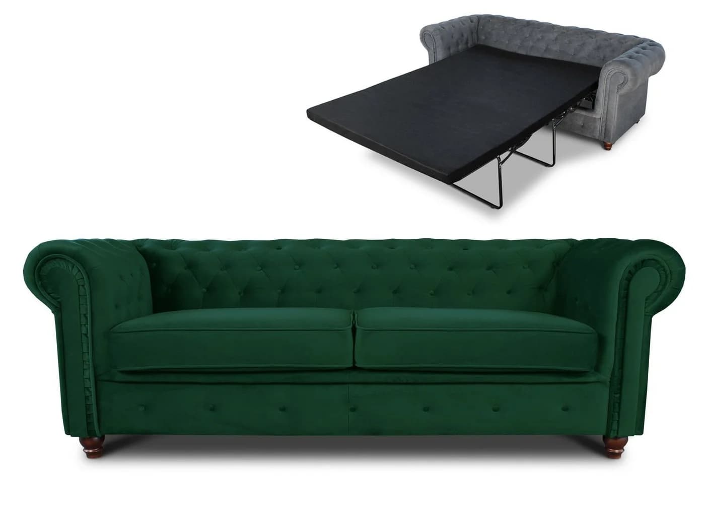 Sofnet Schlafsofa Asti 3 Bis Chesterfield Grün Velours - Bild 2