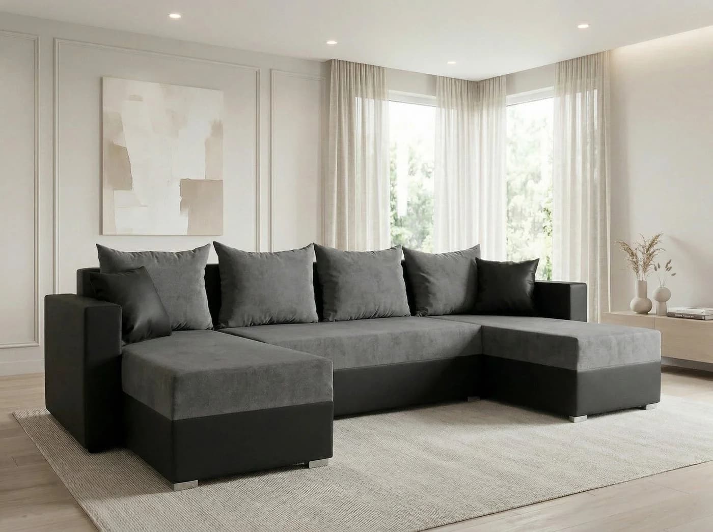 Sofnet Wohnlandschaft Beno U-Form Ecksofa mit Schlaffunktion und Bettkasten - Bild 2