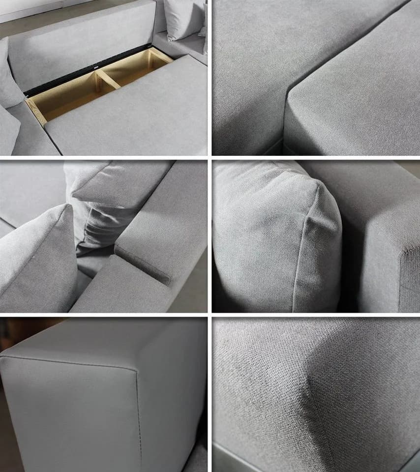 Sofnet Wohnlandschaft Beno U-Form Ecksofa mit Schlaffunktion und Bettkasten - Bild 5