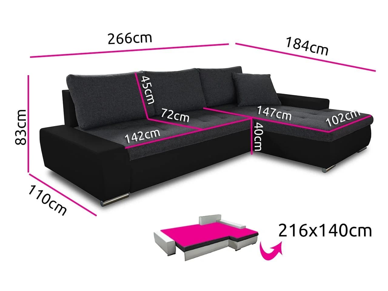 Sofnet Ecksofa Faris mit Schlaffunktion und Bettkasten - Bild 5