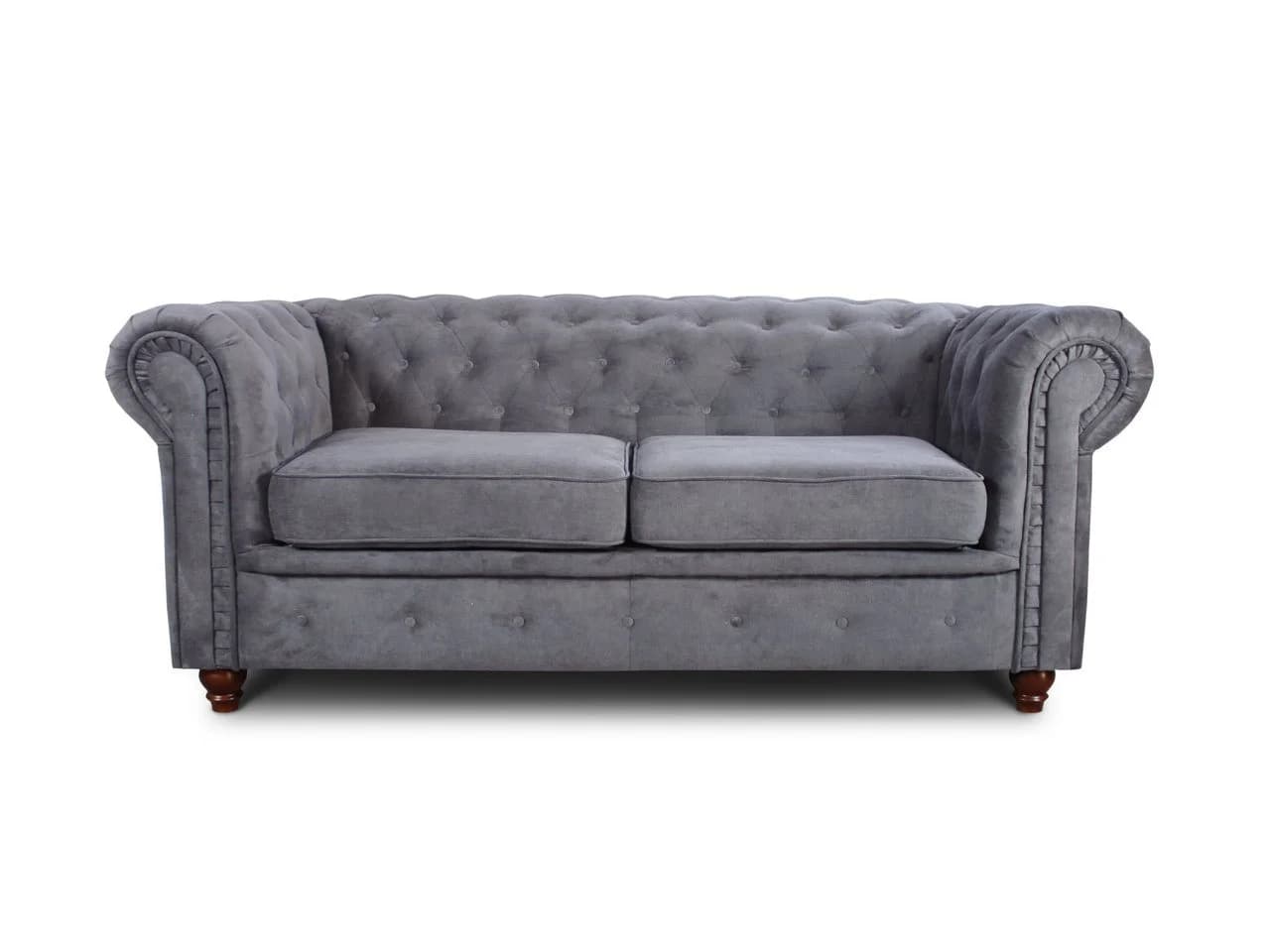 Sofnet Sofa Asti 2-Sitzer Chesterfield Grau Chenille - Bild 2