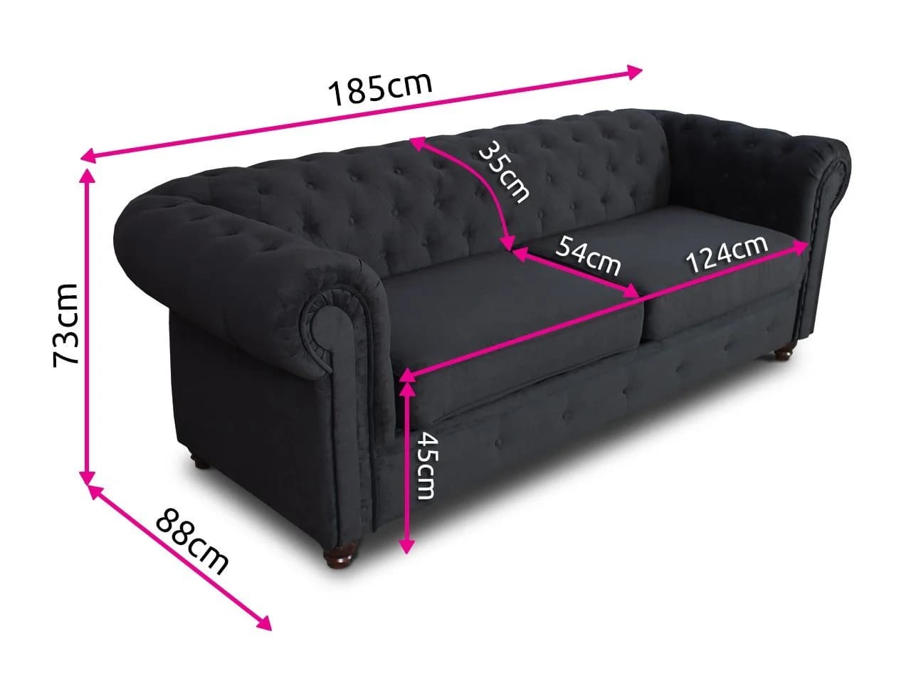 Sofnet Sofa Asti 2-Sitzer Chesterfield Grau Chenille - Bild 5