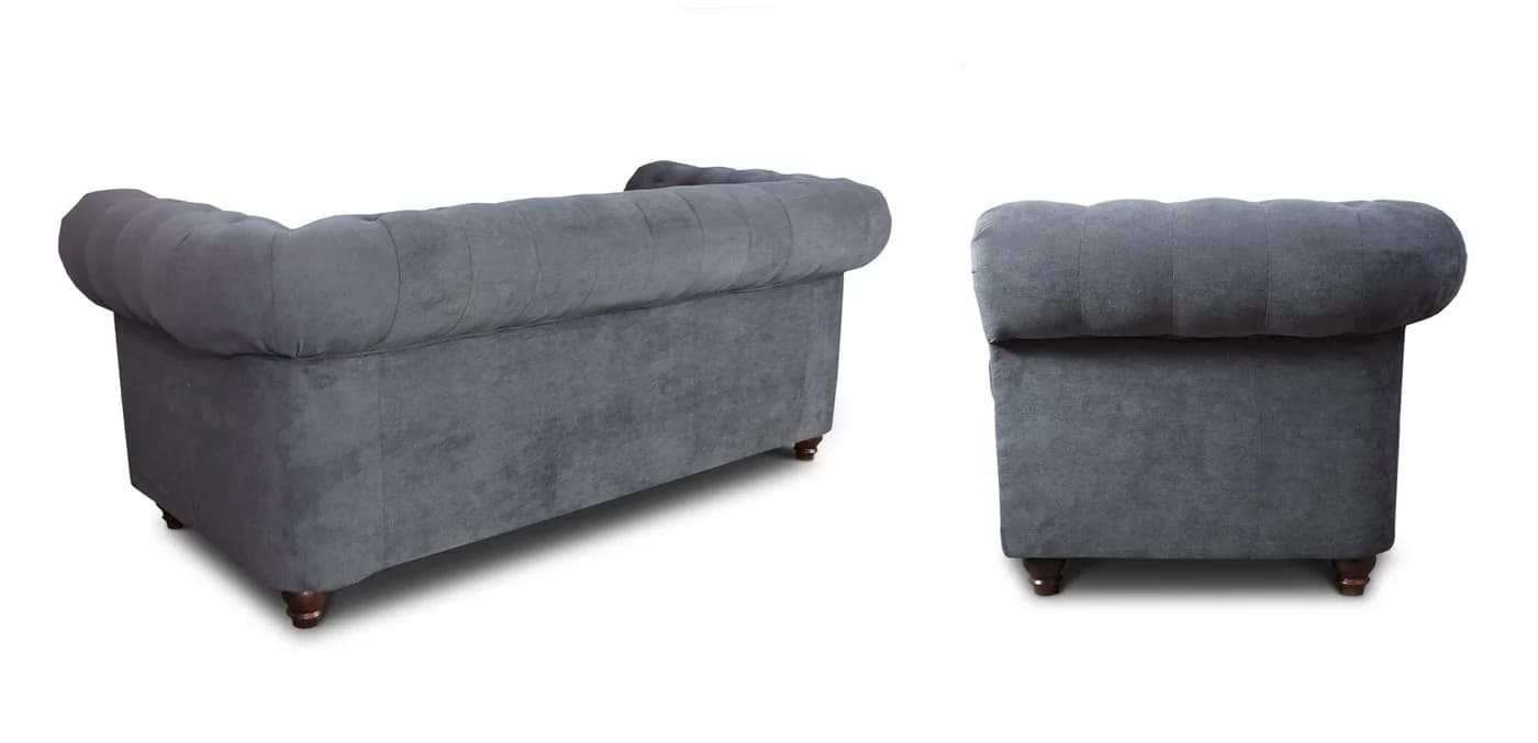 Sofnet Sofa Asti 2 Chesterfield Grau Velours 2-Sitzer