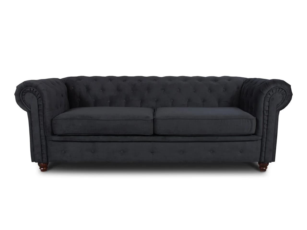 Sofnet Sofa Asti 3 Chesterfield Sofa 3-Sitzer Schwarz Chenille - Bild 2