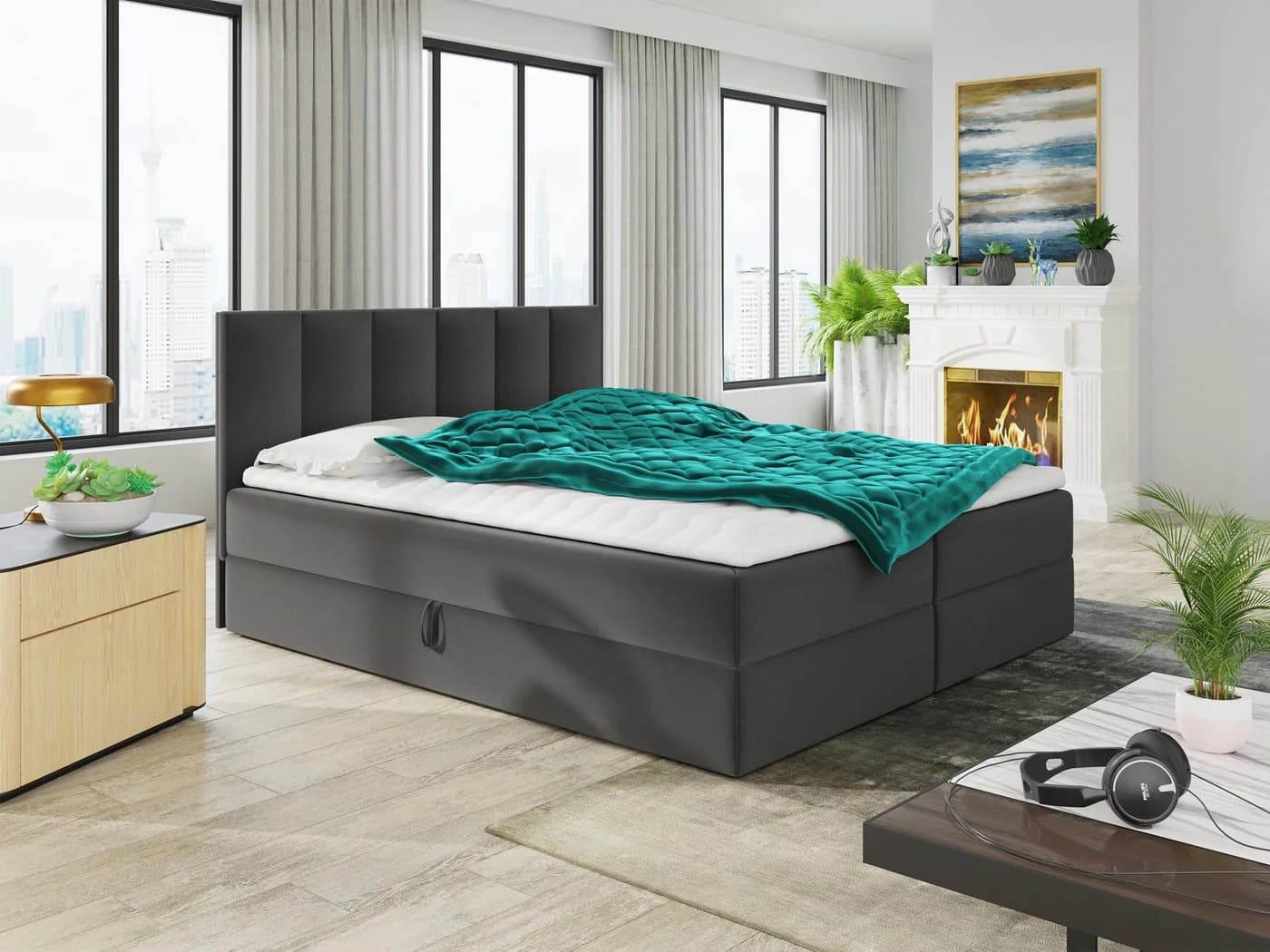 Sofnet Boxbett Star mit Bettkästen Grau Velours - Bild 2