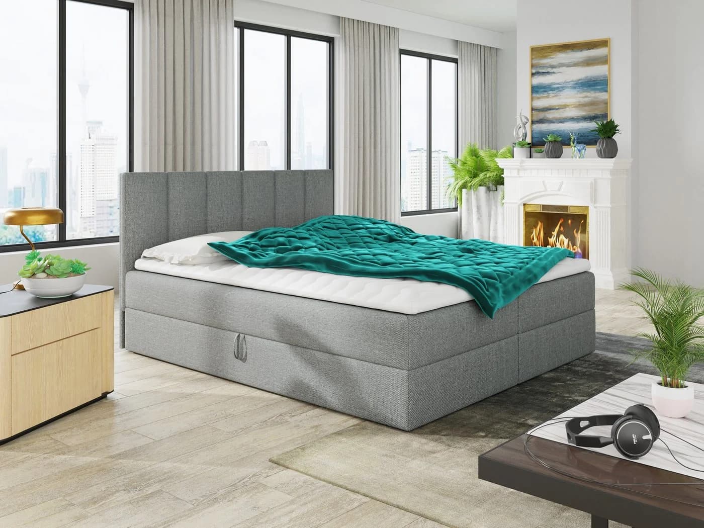 Sofnet Boxbett Star Grau mit Bettkästen und Bonell-Matratze - Bild 2