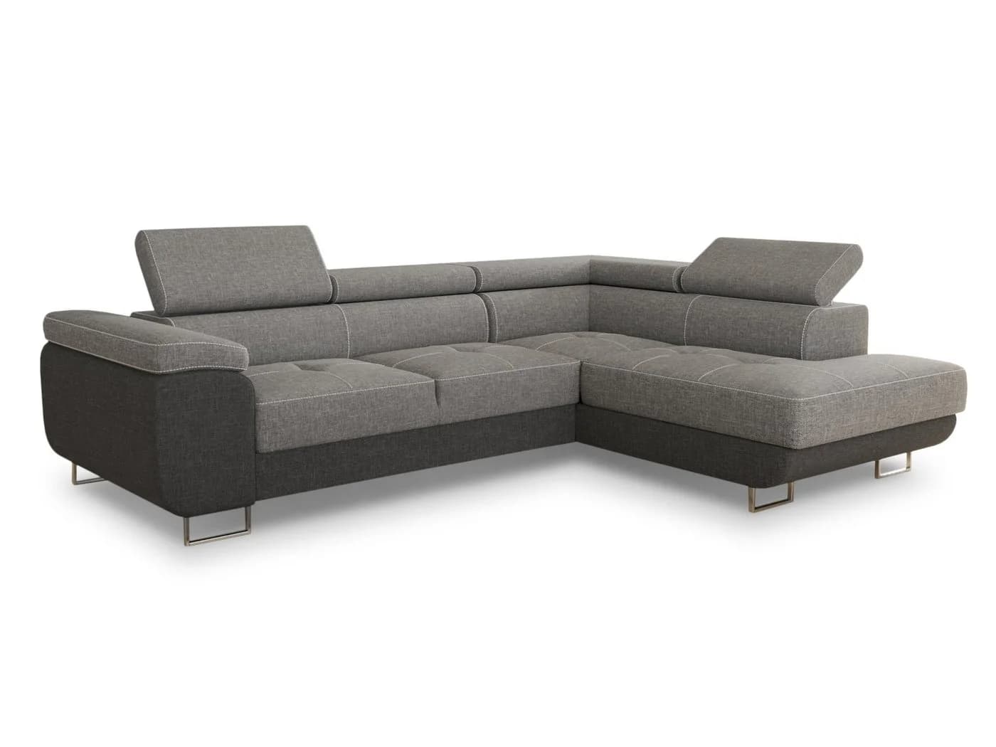 Sofnet Ecksofa Caris Grau mit Schlaffunktion und Bettkasten