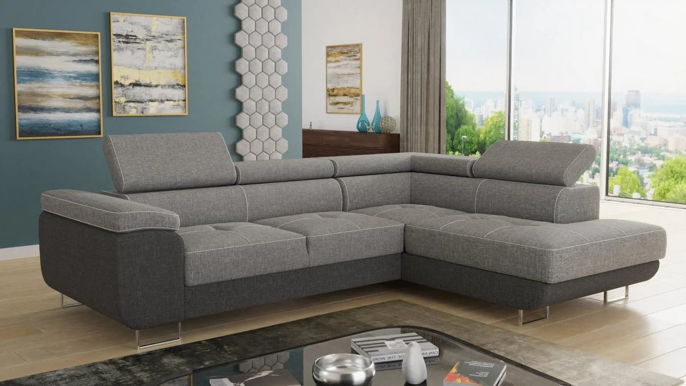 Sofnet Ecksofa Caris Grau mit Schlaffunktion und Bettkasten - Bild 2