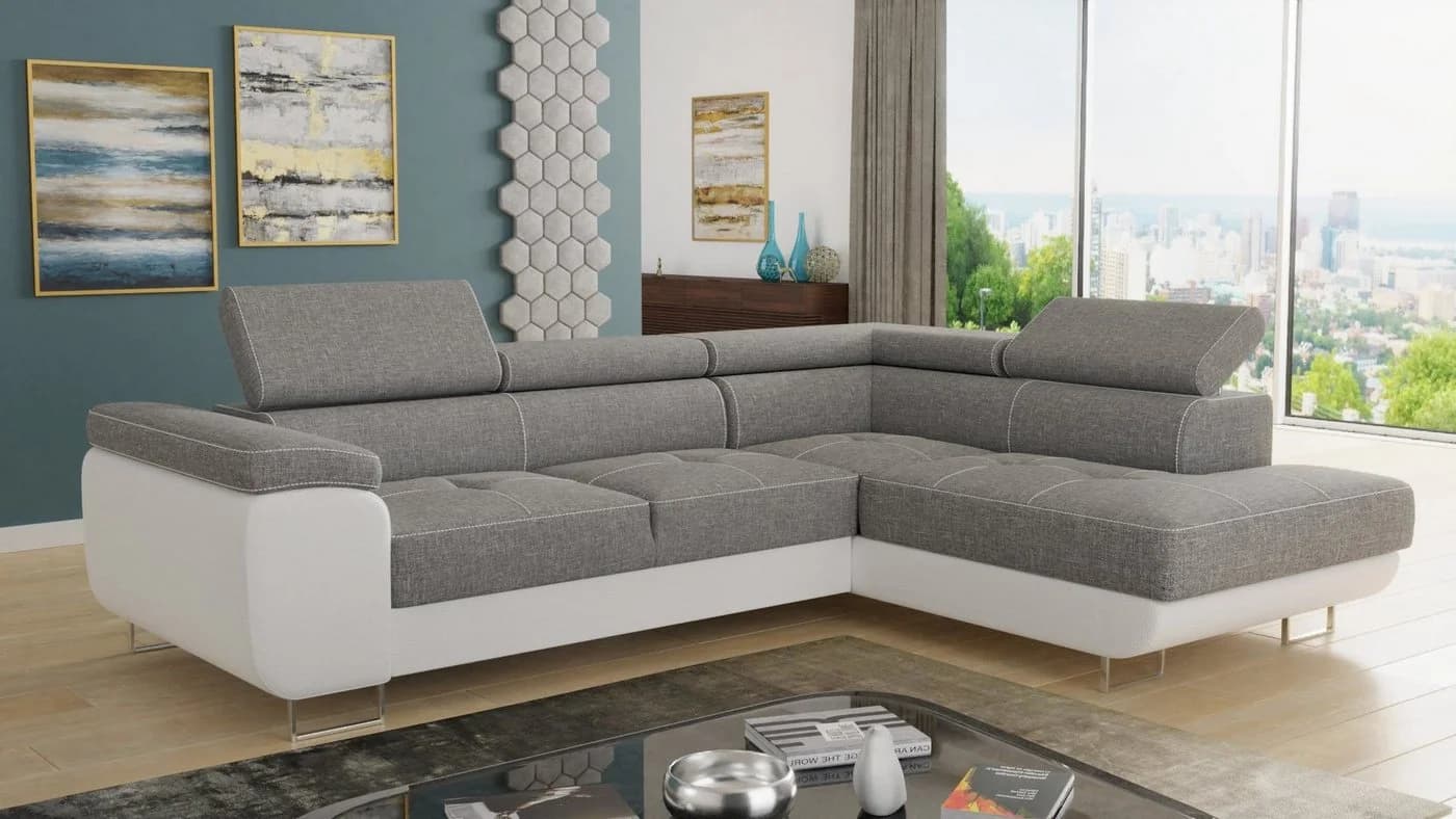 Sofnet Ecksofa Caris mit Schlaffunktion, Bettkasten und Kopfstützen Weiß - Bild 2