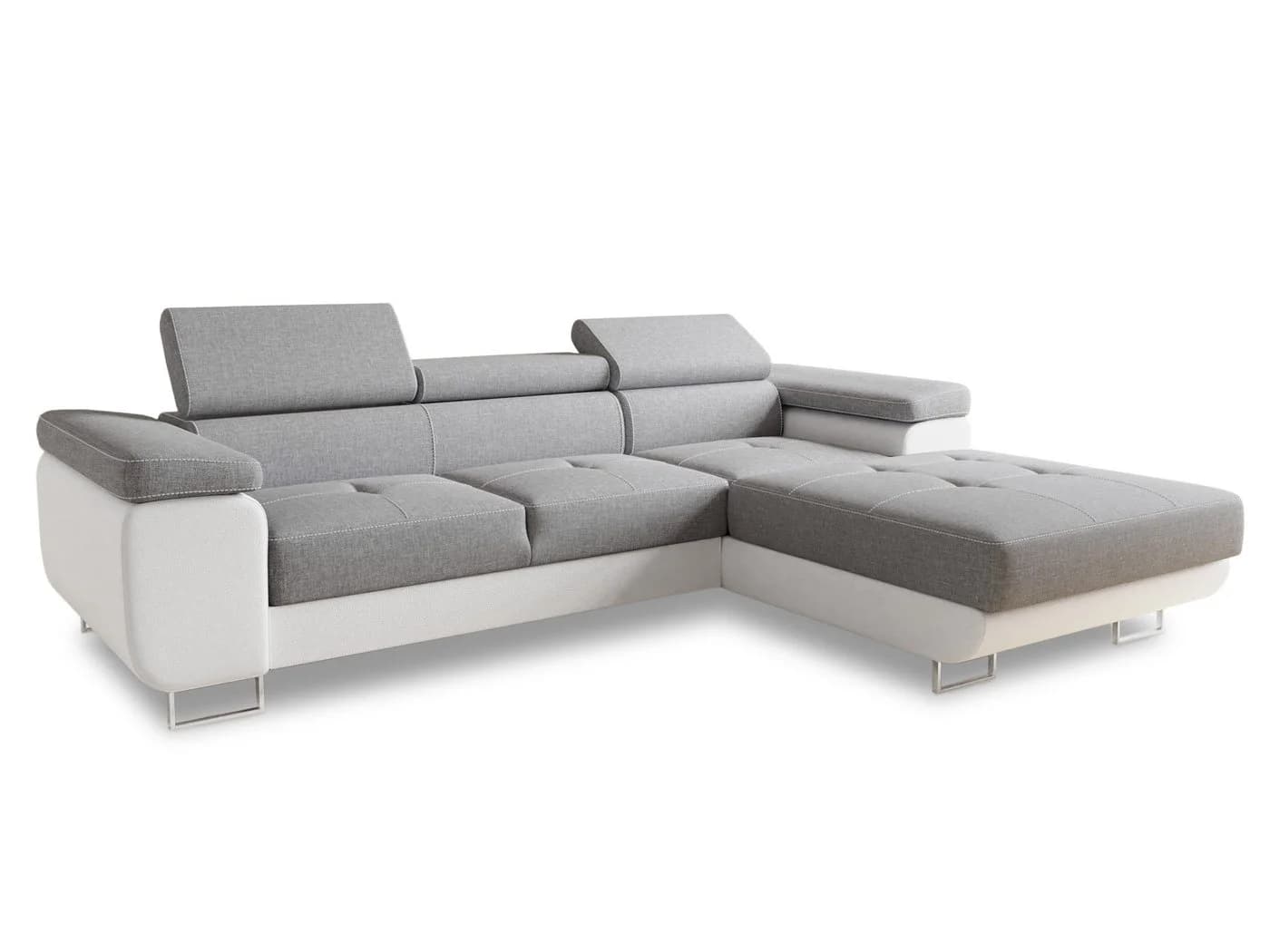 Sofnet Ecksofa Divo mit Schlaffunktion, Bettkasten & Kopfstützen Weiß