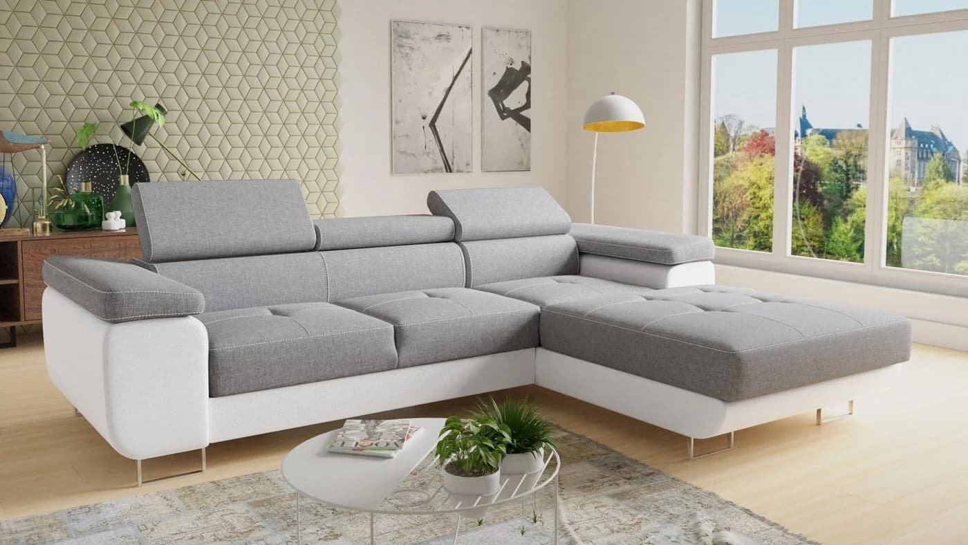 Sofnet Ecksofa Divo mit Schlaffunktion, Bettkasten & Kopfstützen Weiß - Bild 2