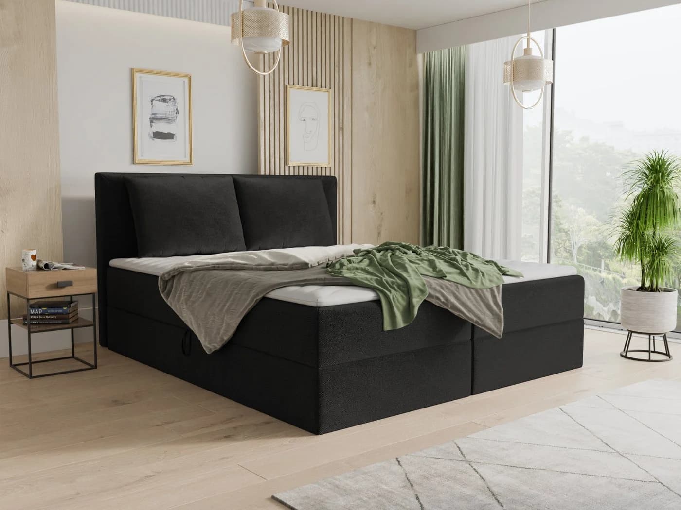 Sofnet Boxbett Egro mit Bettkästen, Matratze & Topper Schwarz - Bild 2