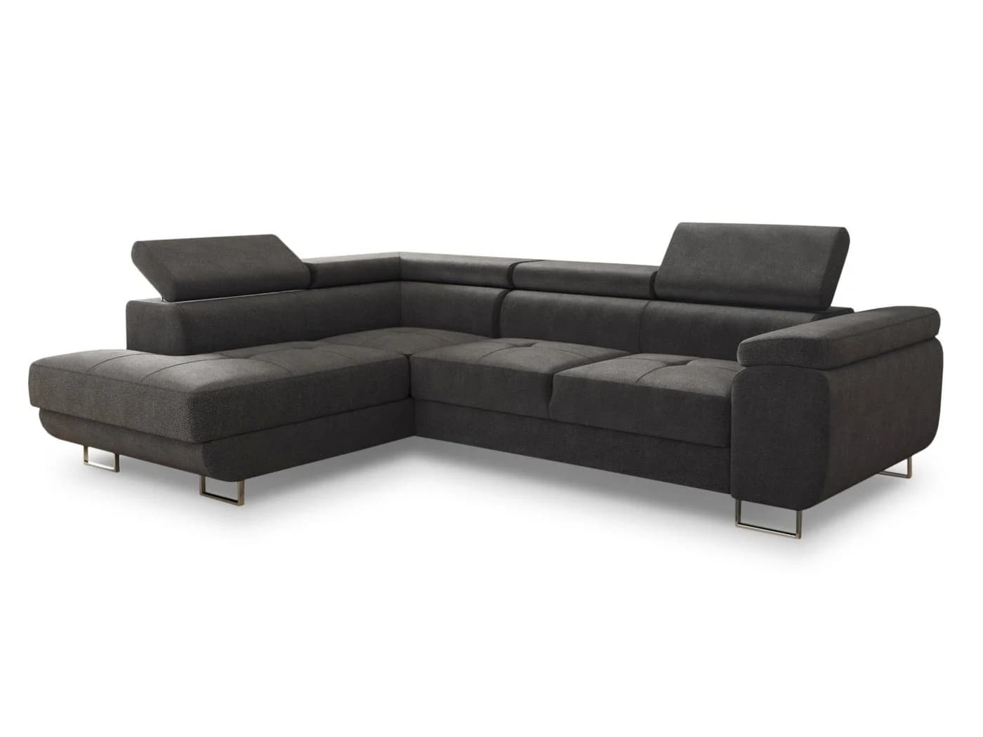 Sofnet Ecksofa Caris mit Schlaffunktion und Bettkasten - Grau Velours