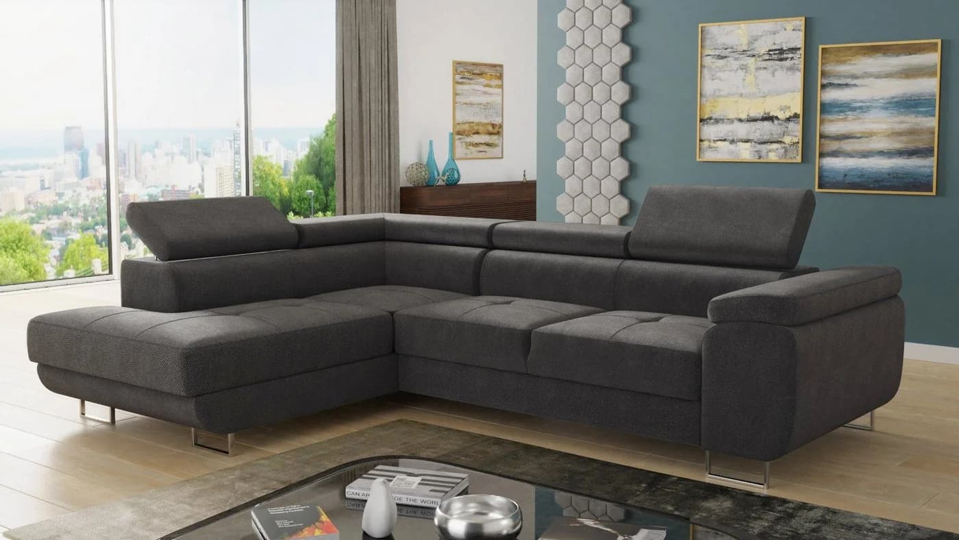 Sofnet Ecksofa Caris mit Schlaffunktion und Bettkasten - Grau Velours - Bild 2