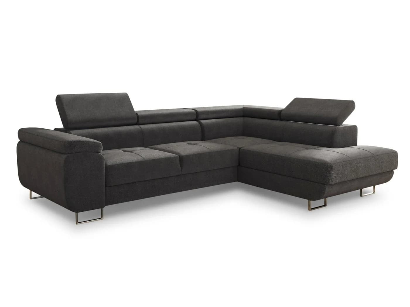 Sofnet Ecksofa Caris mit Schlaffunktion und Bettkasten Grau Velours