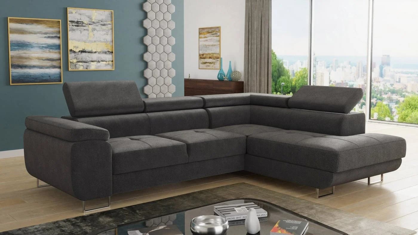 Sofnet Ecksofa Caris mit Schlaffunktion und Bettkasten Grau Velours - Bild 2