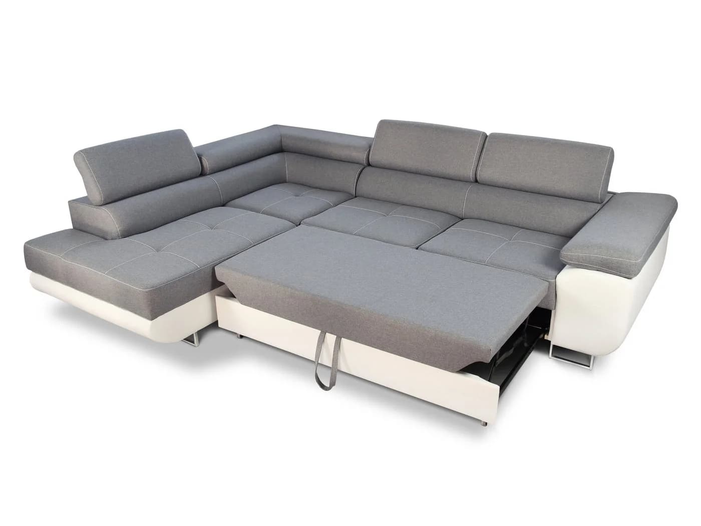 Sofnet Ecksofa Caris mit Schlaffunktion und Bettkasten Grau Velours - Bild 3