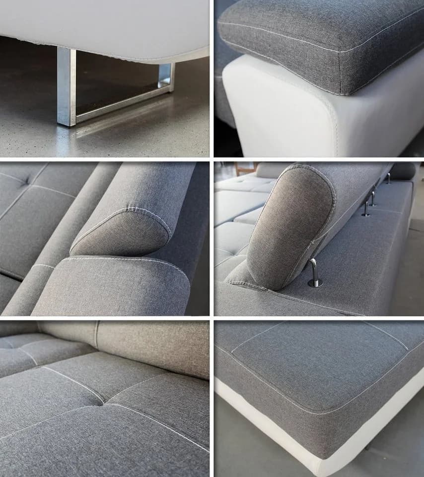 Sofnet Ecksofa Caris mit Schlaffunktion und Bettkasten Grau Velours - Bild 5