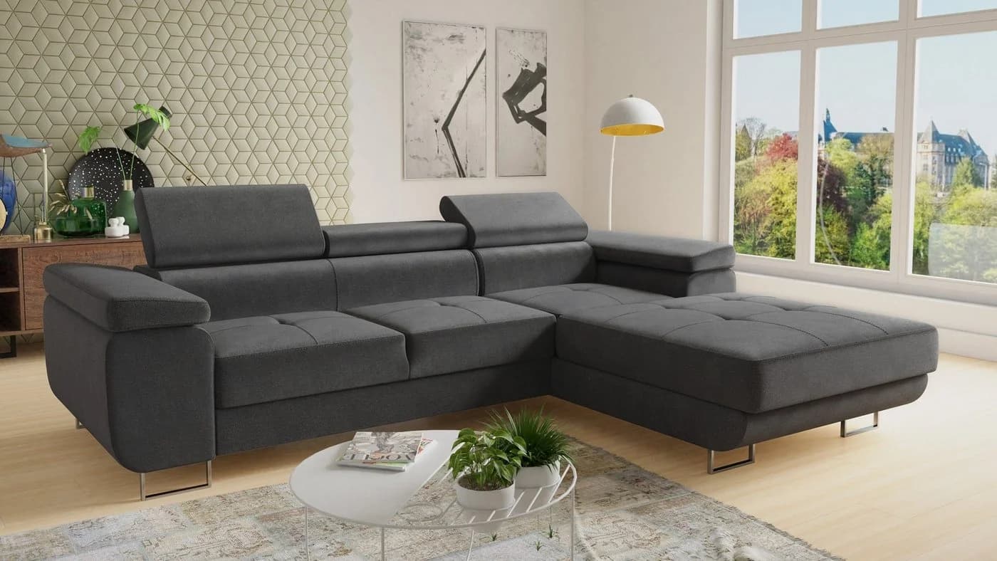 Sofnet Ecksofa Divo mit Schlaffunktion und Bettkasten - Grau Velours - Bild 2