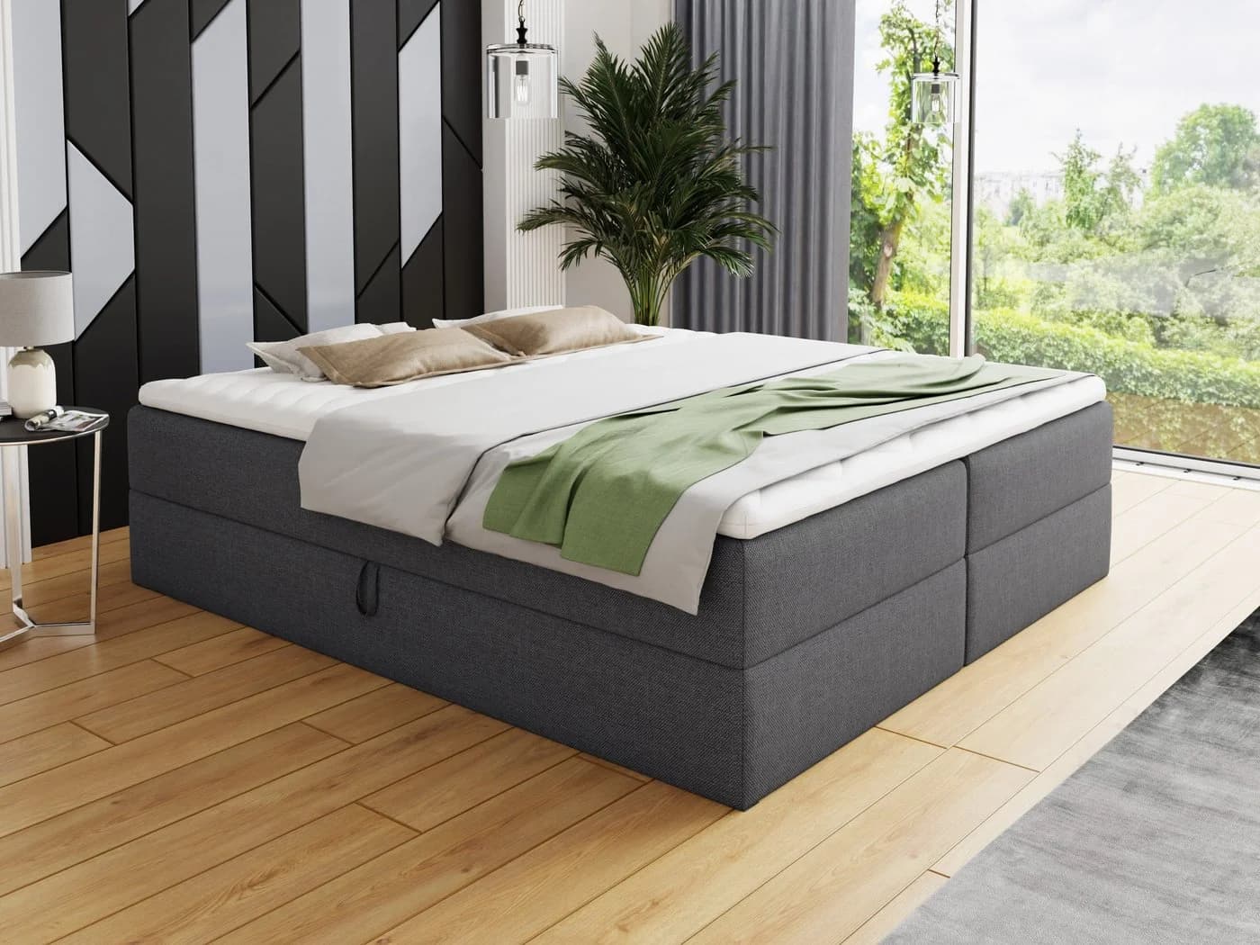 Sofnet Boxbett Base Grau mit Bettkästen und Bonell-Matratze - Bild 2