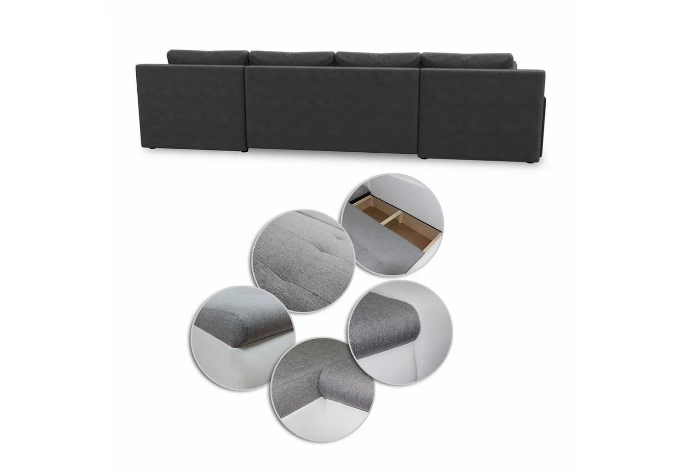Sofnet Wohnlandschaft Faris U - Ecksofa mit Schlaffunktion und Bettkasten - Bild 4