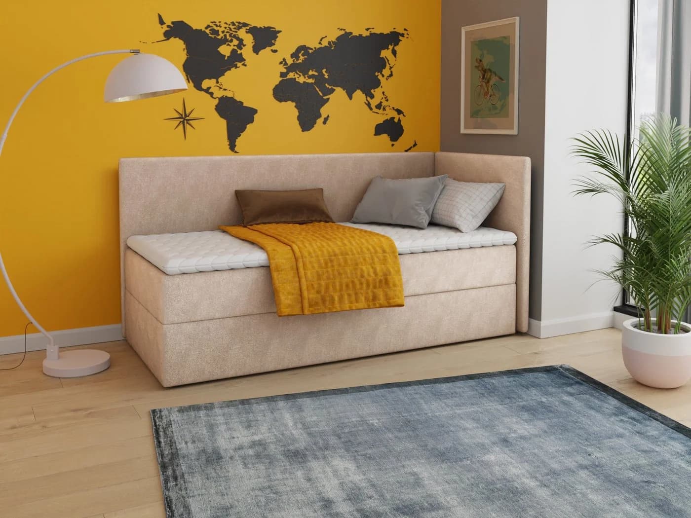 Sofnet Boxbett Flame Beige Einzelbett mit Bettkasten und Bonell-Matratze - Bild 2