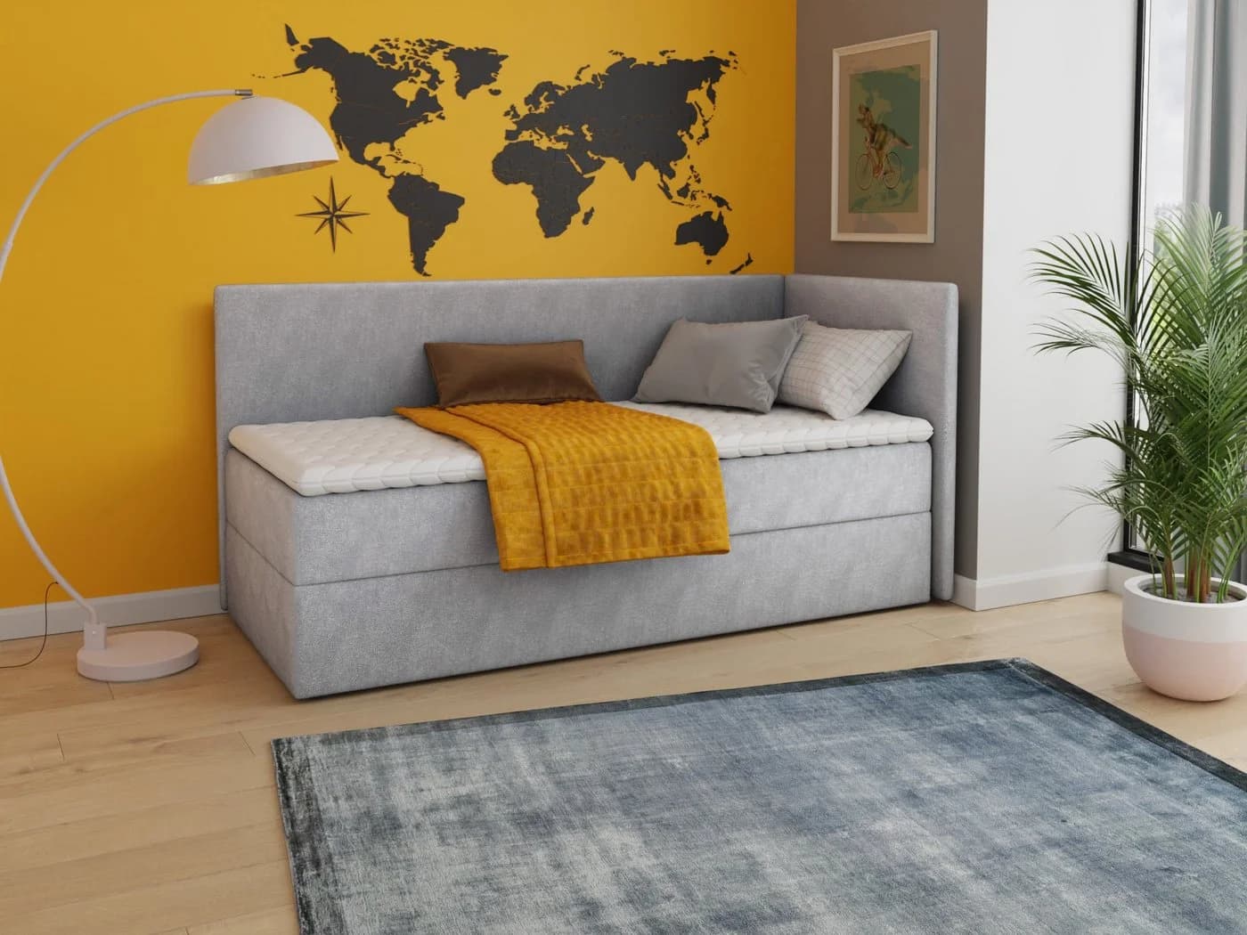 Sofnet Boxbett Flame Grau mit Bettkasten und Bonell-Matratze - Bild 2