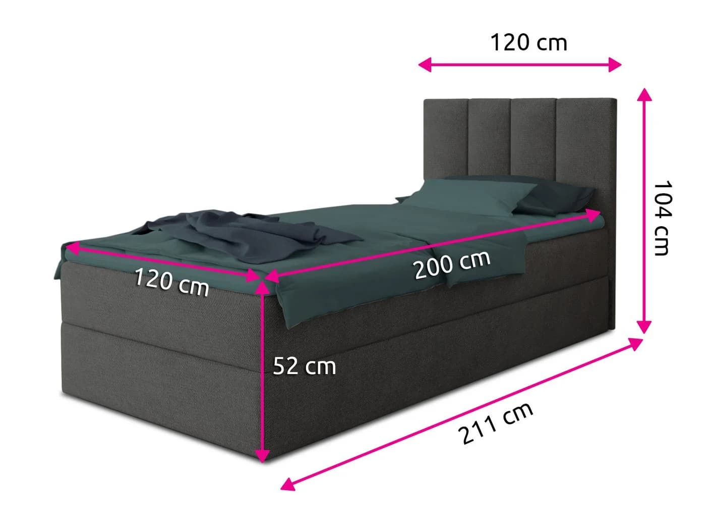 Sofnet Boxbett Star Mini mit Bettkasten und Bonell-Matratze Grau - Bild 5
