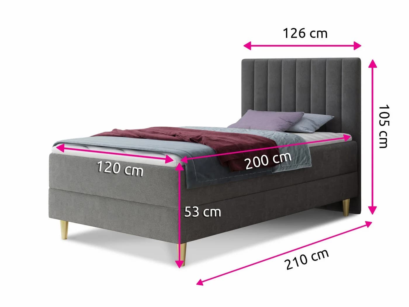 Sofnet Boxbett Gold Mini mit Bettkasten und Bonell-Matratze - Bild 5