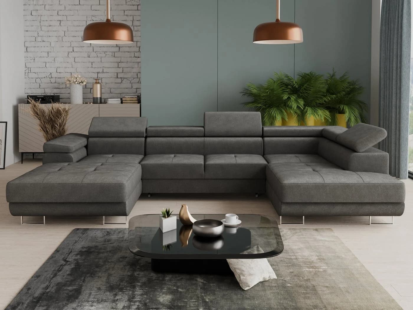 Sofnet Wohnlandschaft Caris U Ecksofa mit Schlaffunktion Grau - Bild 2