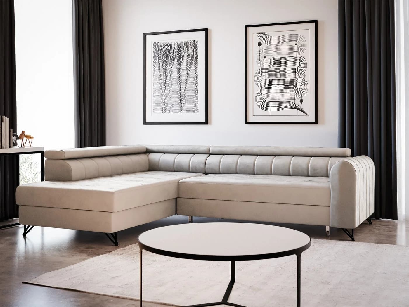 Sofnet Ecksofa Alice L-Form mit Schlaffunktion und Bettkasten Beige - Bild 2