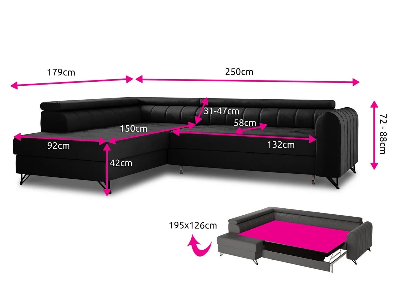 Sofnet Ecksofa Alice L-Form mit Schlaffunktion und Bettkasten Beige - Bild 5