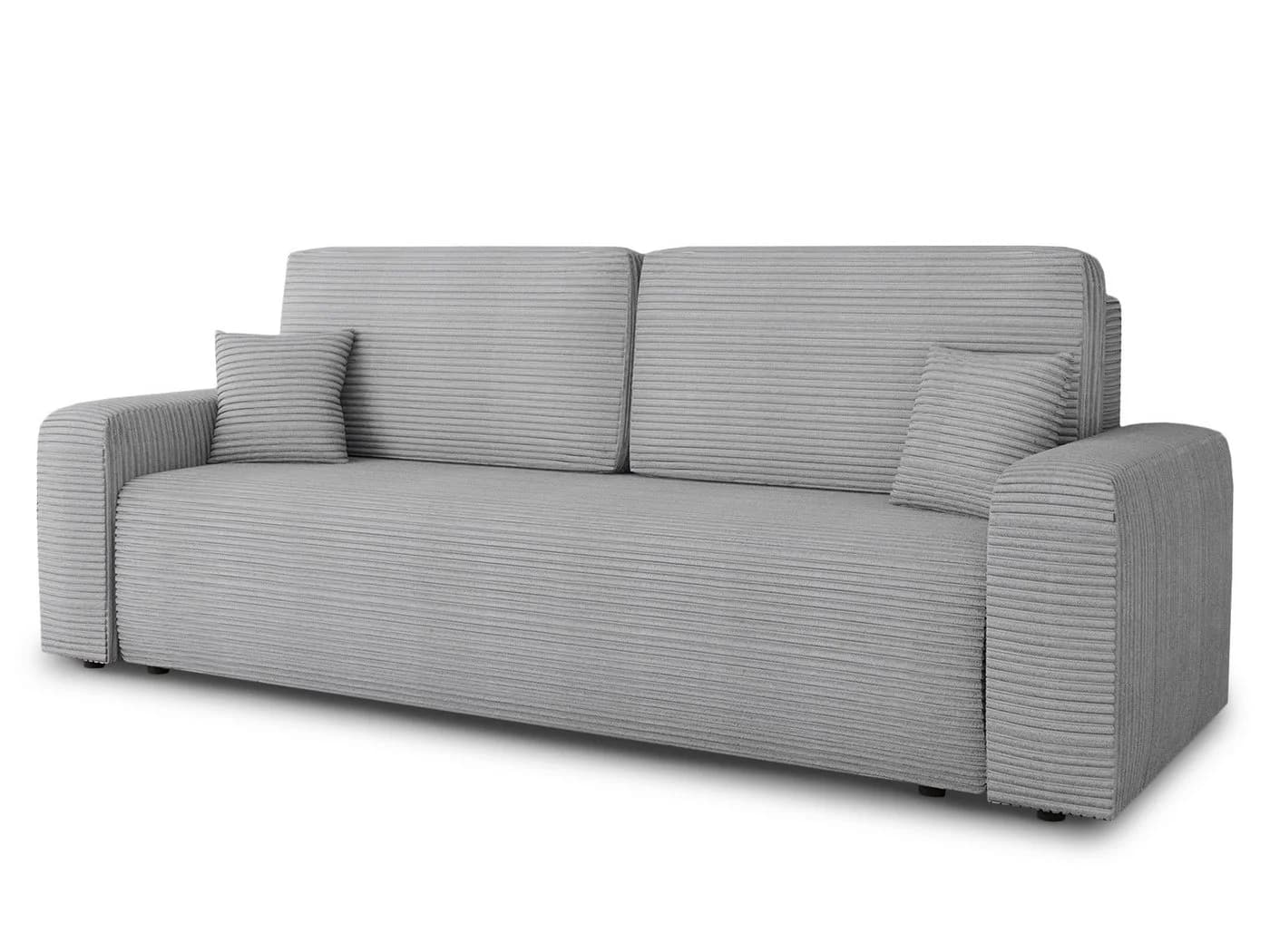 Sofnet Schlafsofa Spark mit Schlaffunktion und Bettkasten Grau Cordbezug