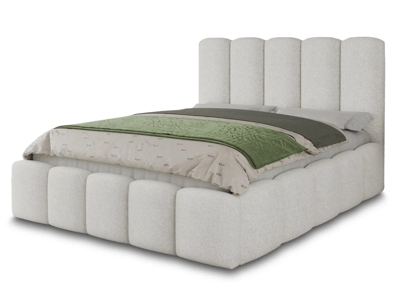 Sofnet Polsterbett Aura mit Bettkasten und Lattenrost Bouclé Coral