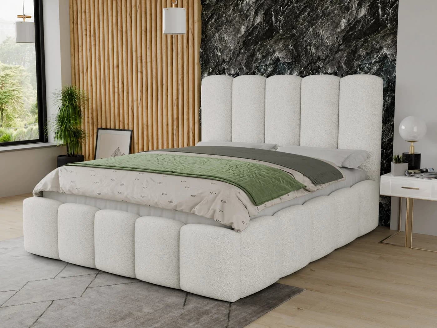 Sofnet Polsterbett Aura mit Bettkasten und Lattenrost Bouclé Coral - Bild 2