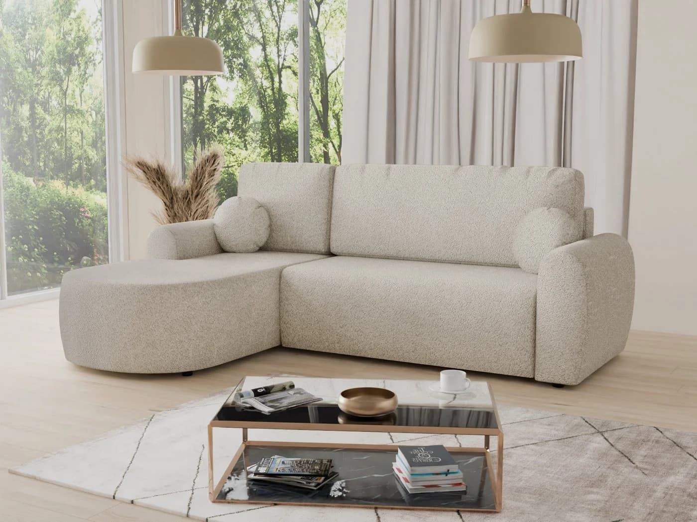 Sofnet Ecksofa Jazz L-Form mit Schlaffunktion Bouclé Coral - Bild 2